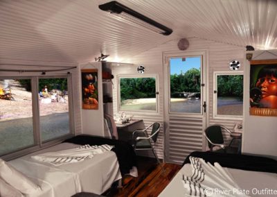 Inside the floating cabins
